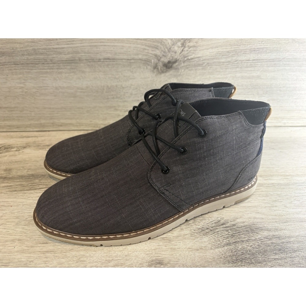 Toms Men's 10.5 M Navi Sport Bottom Chukka Boots Black Crosshatch Denim 10014349 - Picture 2 of 8